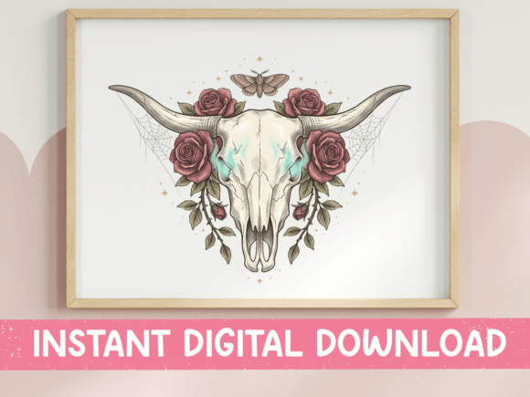 Boho Cow Skull Roses Moth Print: A Moody Embroidery Design Review
