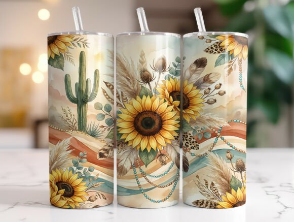 Boho Sunflower Cactus Western Tumbler Review