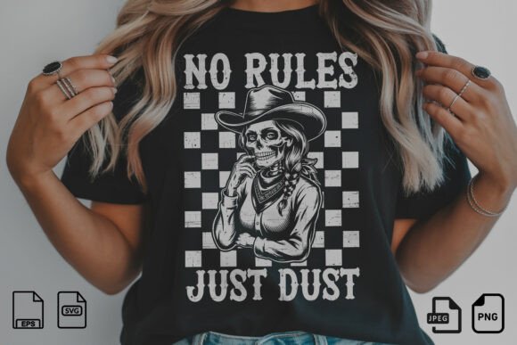 No Rules Just Dust Cowgirl Skull: A Bold Embroidery Statement