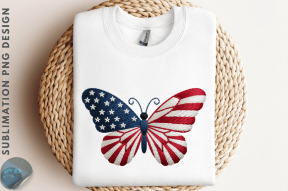 Patriotic American Flag Butterfly PNG: A Design for Real-World Embroidery Projects