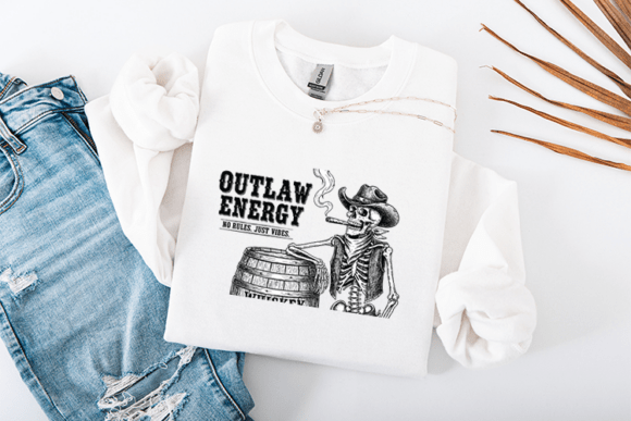 Sarcastic Skeleton Outlaw Energy: A Bold Embroidery Design for the Crafty Rebel
