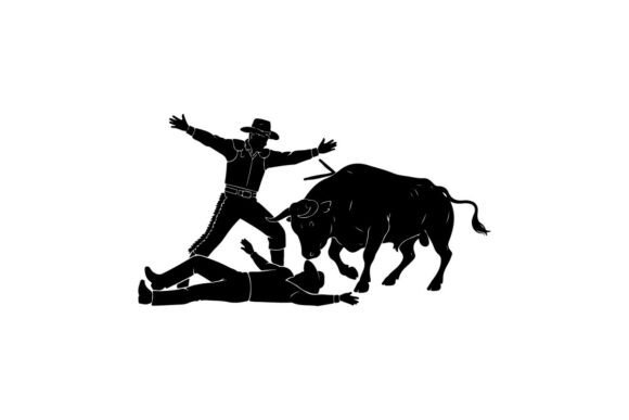 Silhouette of Cowboy Falling off Bucking – A Bold Statement in Embroidery