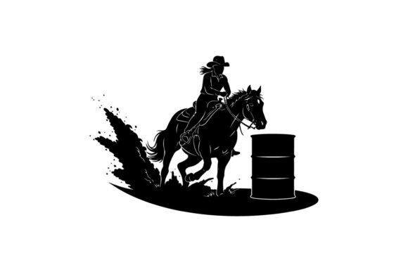 Silhouette of Cowboy Riding Horse with L: A Versatile Design for Real Projects