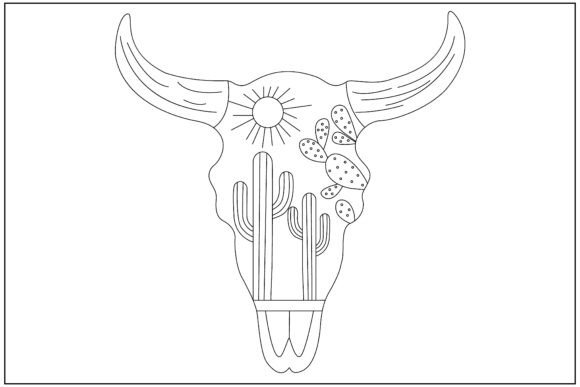 Western Skull Landscape Line Art: A Bold Embroidery Design for Real Projects